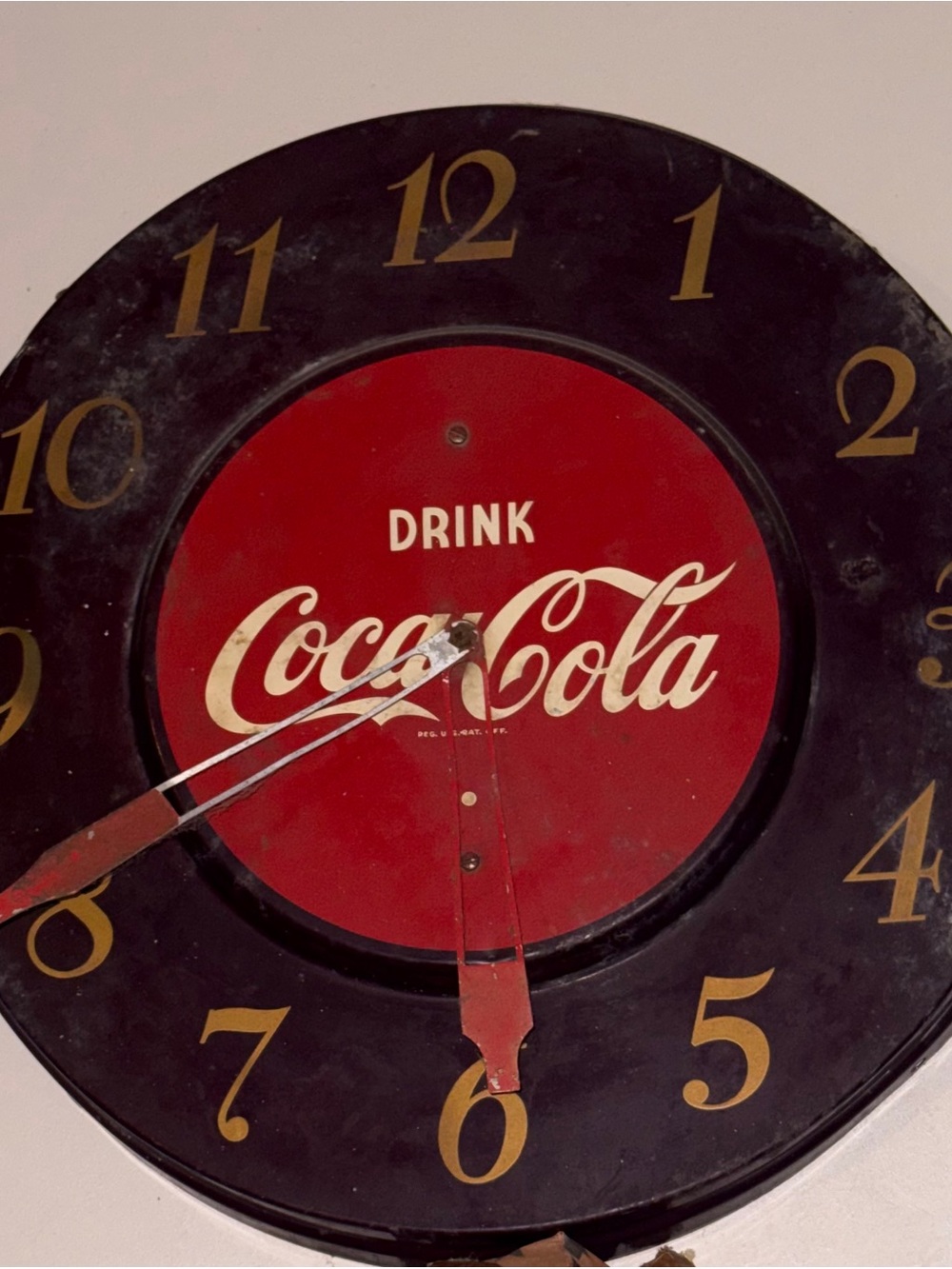 1950’s Coca Cola Clock with Gold Numerals